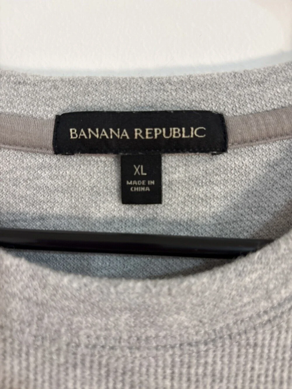 Banana Republic Men's Gray Waffle Knit Thermal Raglan Crewneck Shirt XL EUC